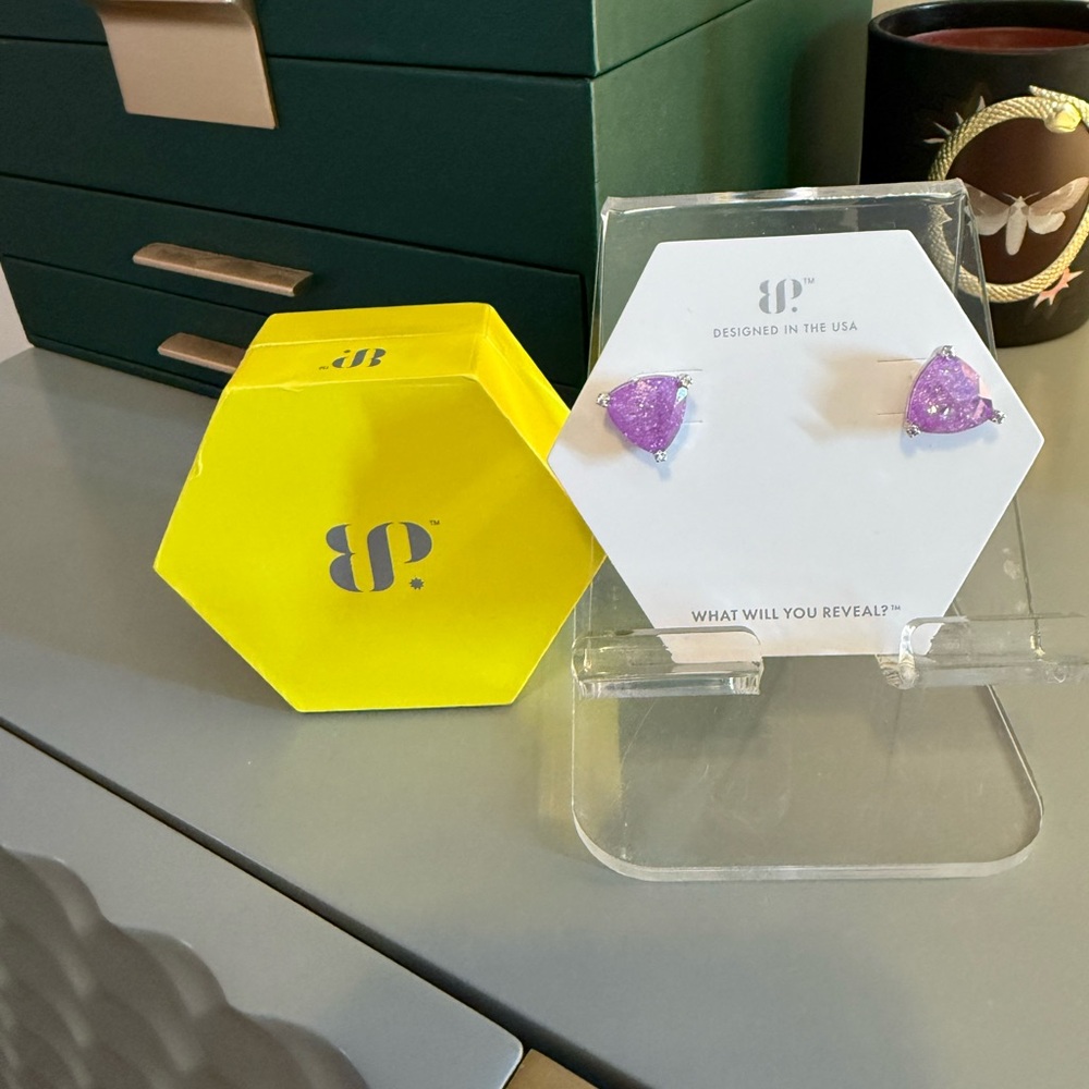 Bomb Party Earrings Lavender Ice Studs OG Rhodium's